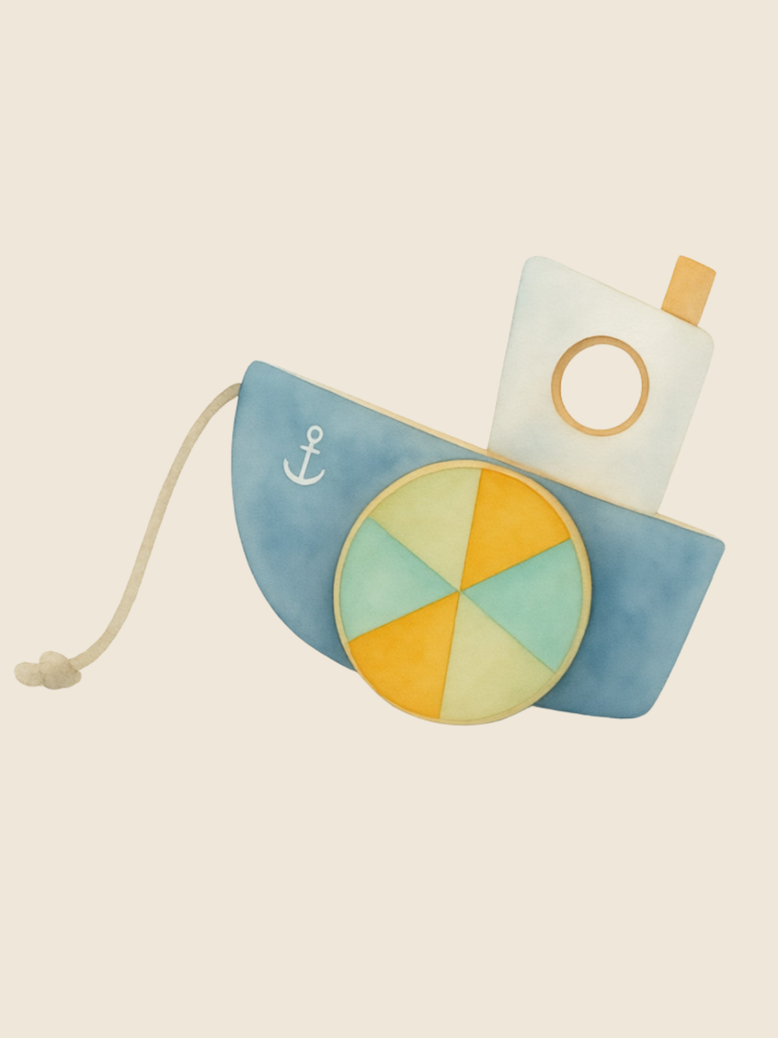 Wooden Pull Along Boat Toy